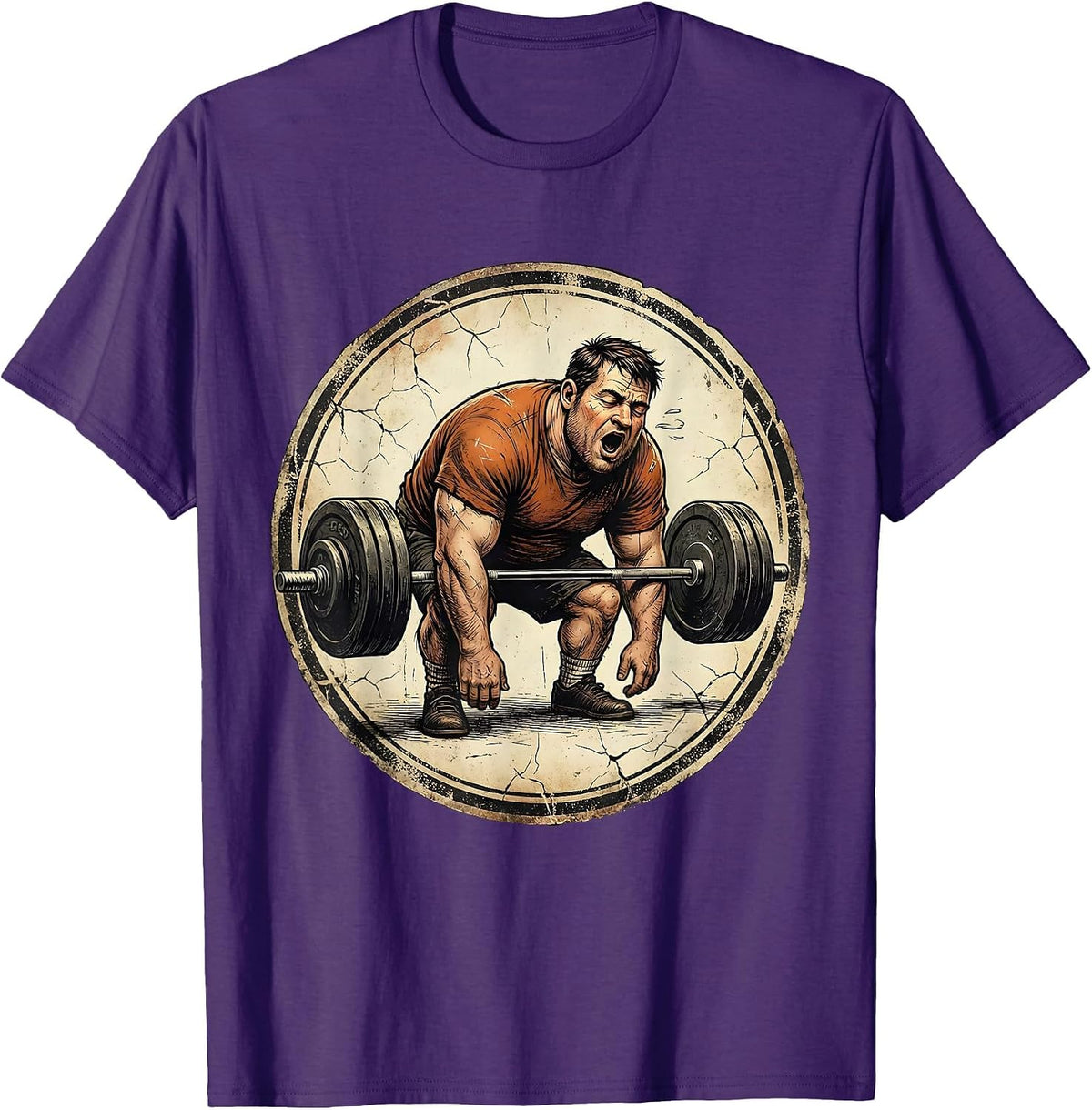 Men's Exhausted Gym Nap Funny Weightlifting Graphic T-Shirt - Purple