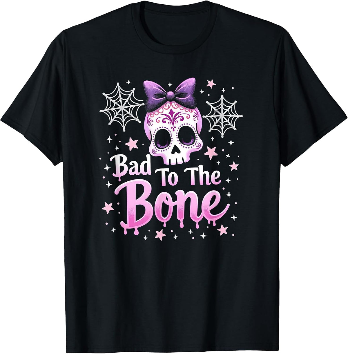Halloween Skeleton Women Gothic Punk Attitude T-Shirt - Purple-womb With a View