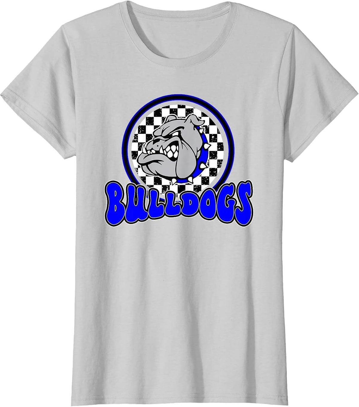 Bulldogs School Spirit Blue Black Retro T-Shirt - Silver Grey