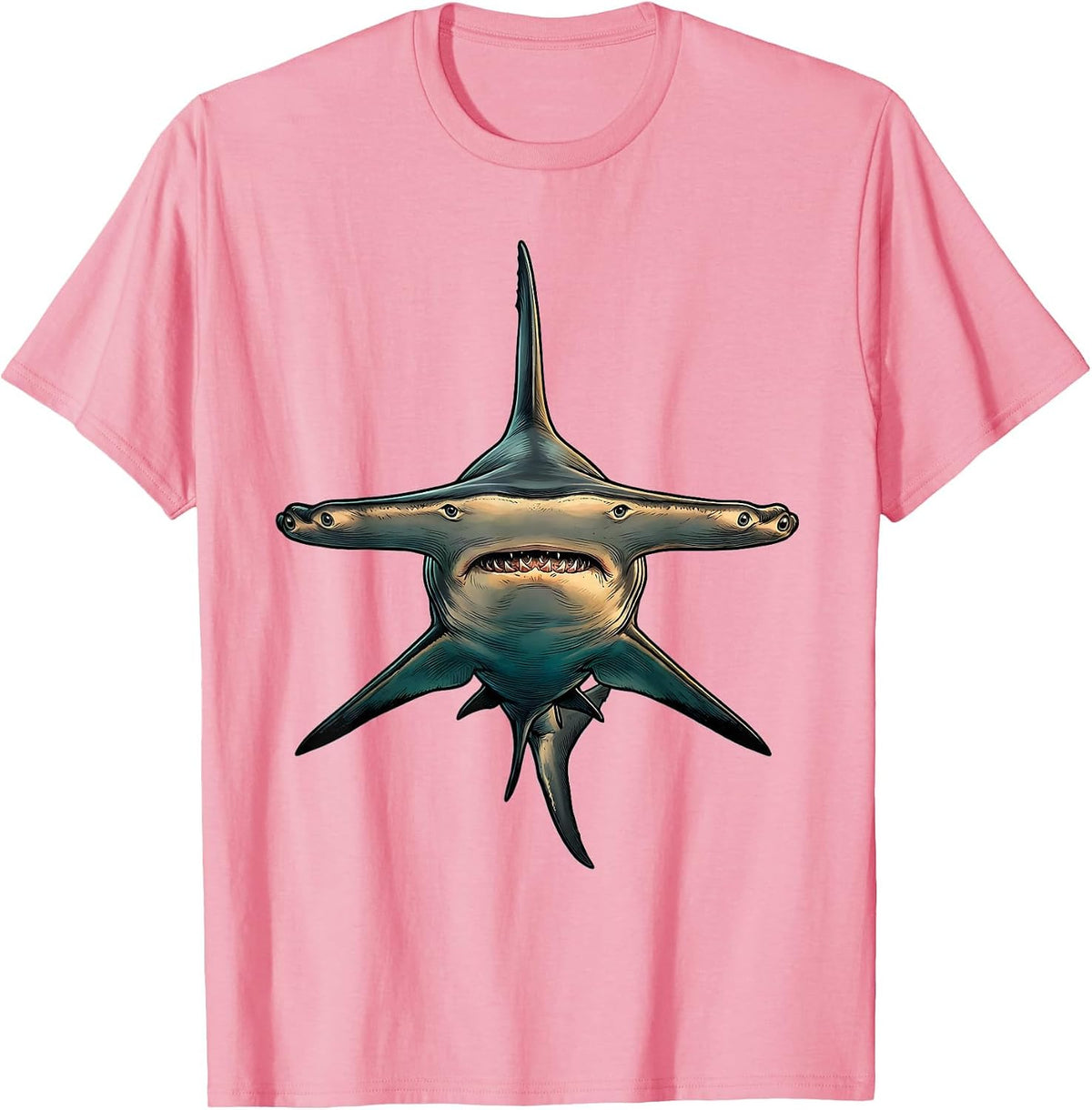 Men's Hammerhead Shark Portrait Ocean Animal Lover Humor T-Shirt - Pink
