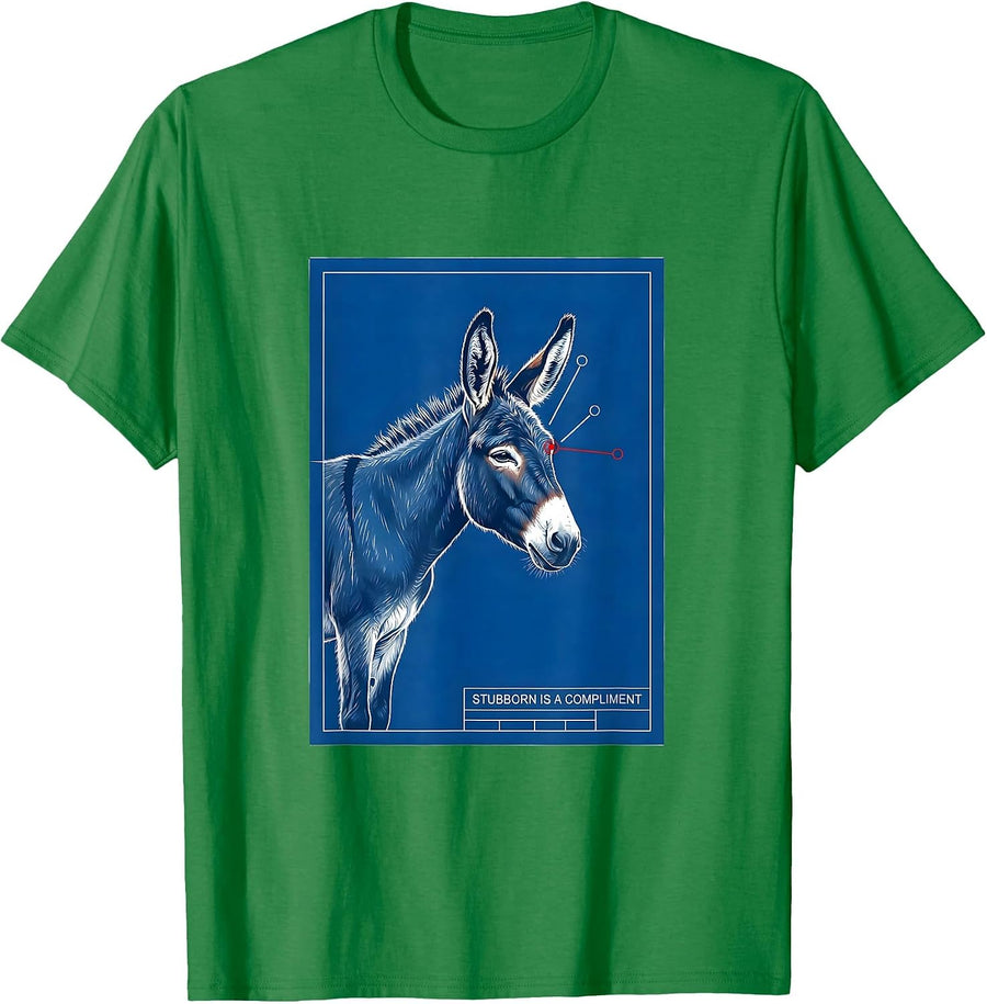 Men's Stubborn Is A Compliment Funny Donkey Farm Animal Humor T-Shirt - Kelly Green