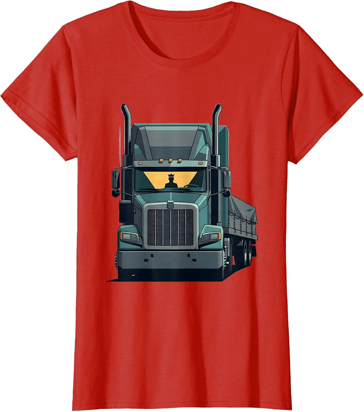 Women's Semi Trucker Flatbed Driver Humor T-Shirt - Red