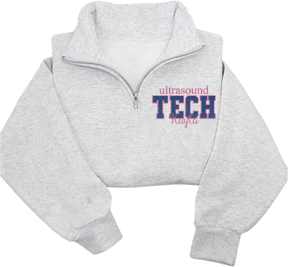Custom Profession Sweatshirt, Embroidered & Personalized Work Quarter Zip Sweatshirt Gift for Professionals - Ultrasound