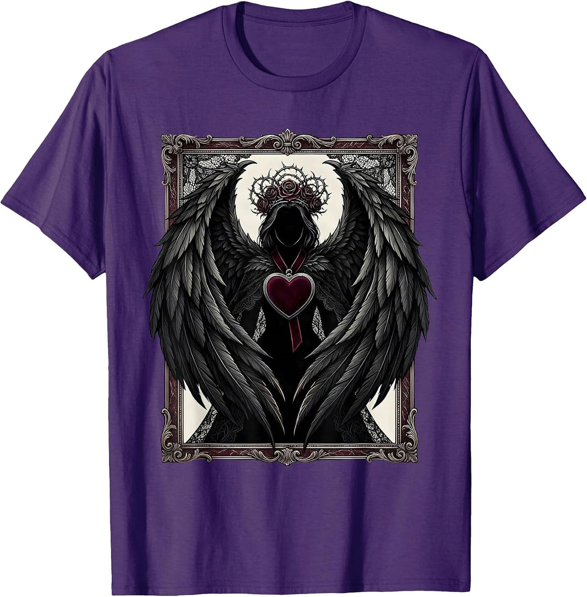 Evil Queen Raven Wing Cape Silhouette Design T-Shirt - Purple