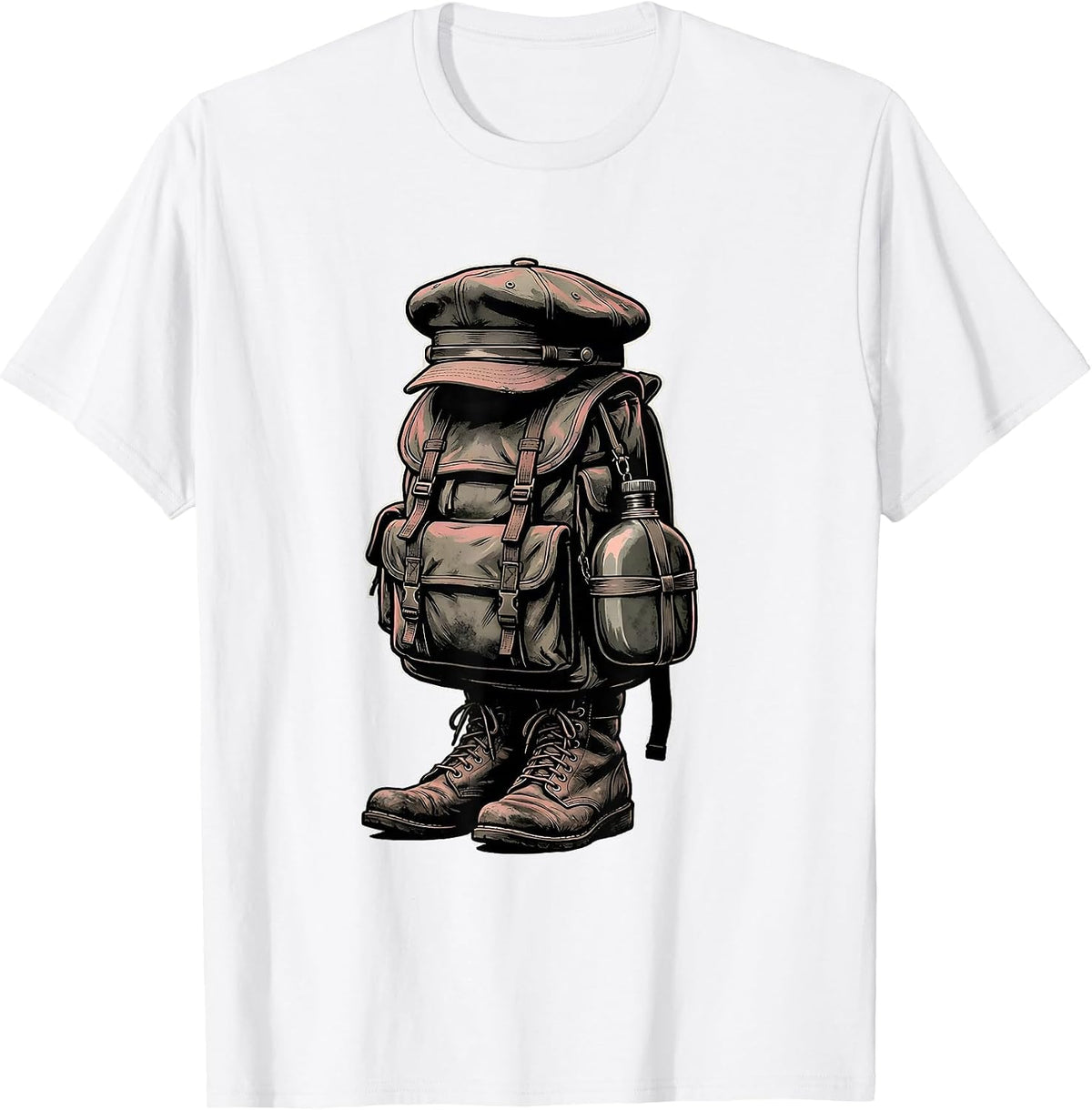 Men's Union Forage Cap Reenactor Civil War History Buff T-Shirt - White