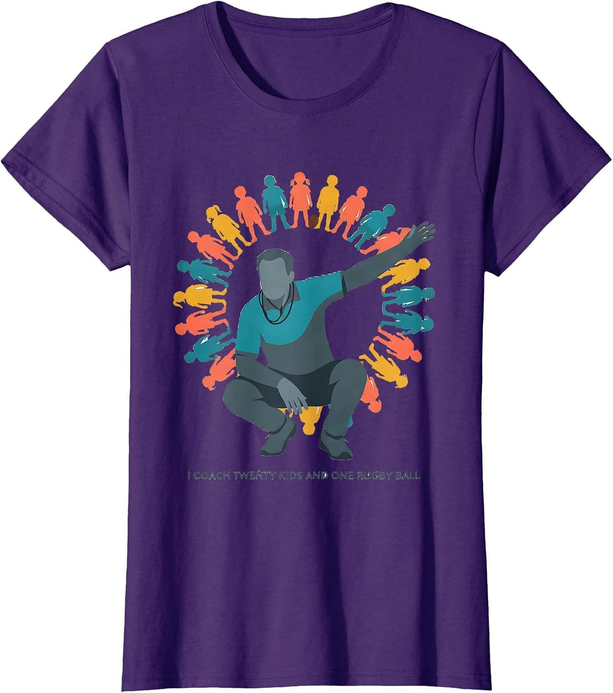 I Coach Twenty Kids And One Rugby Ball Funny Youth Sports T-Shirt - Purple