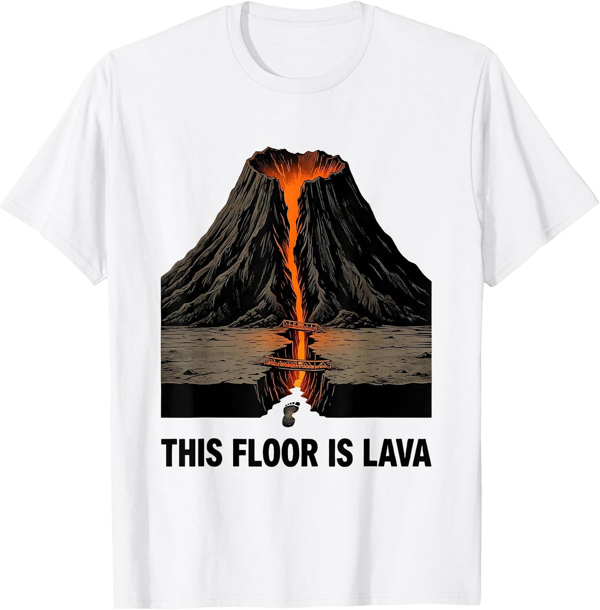 Men's This Floor Is Lava Funny Volcano History Geography Humor T-Shirt - White