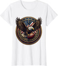 Women's Eagle Clutching Rugby Ball Graphic Design T-Shirt - White