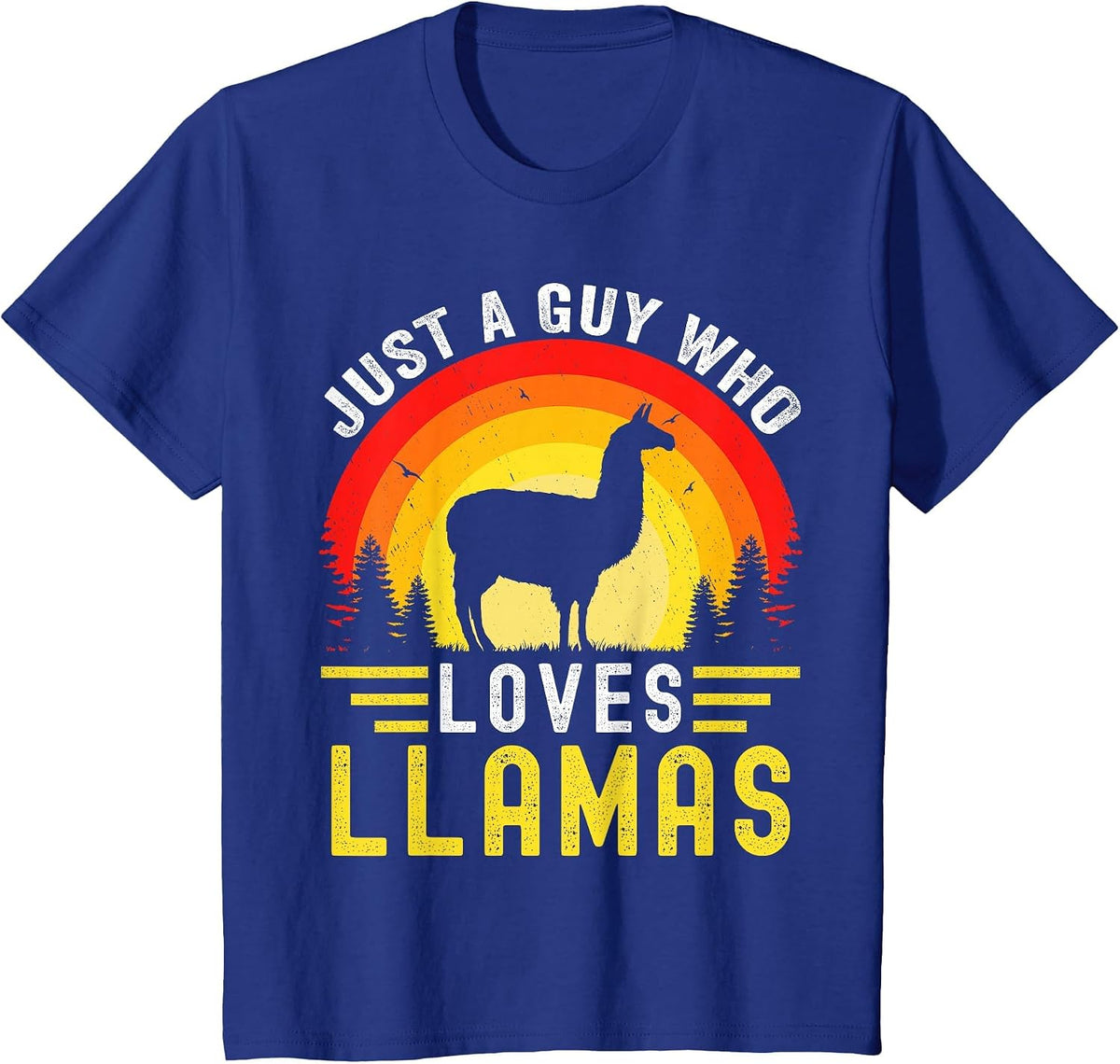 Just A Guy Who Loves Llamas Retro Vintage Alpaca Llama T-Shirt - Royal Blue