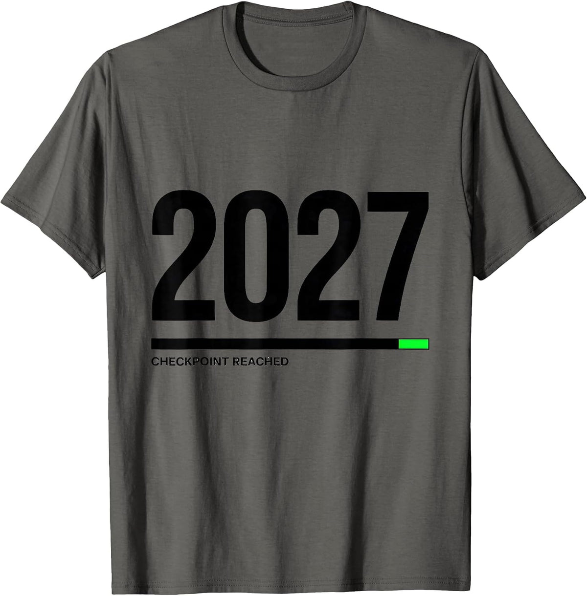 Men's Checkpoint 2027 Reached Funny Gamer New Year Level Up Party T-Shirt - Asphalt Grey