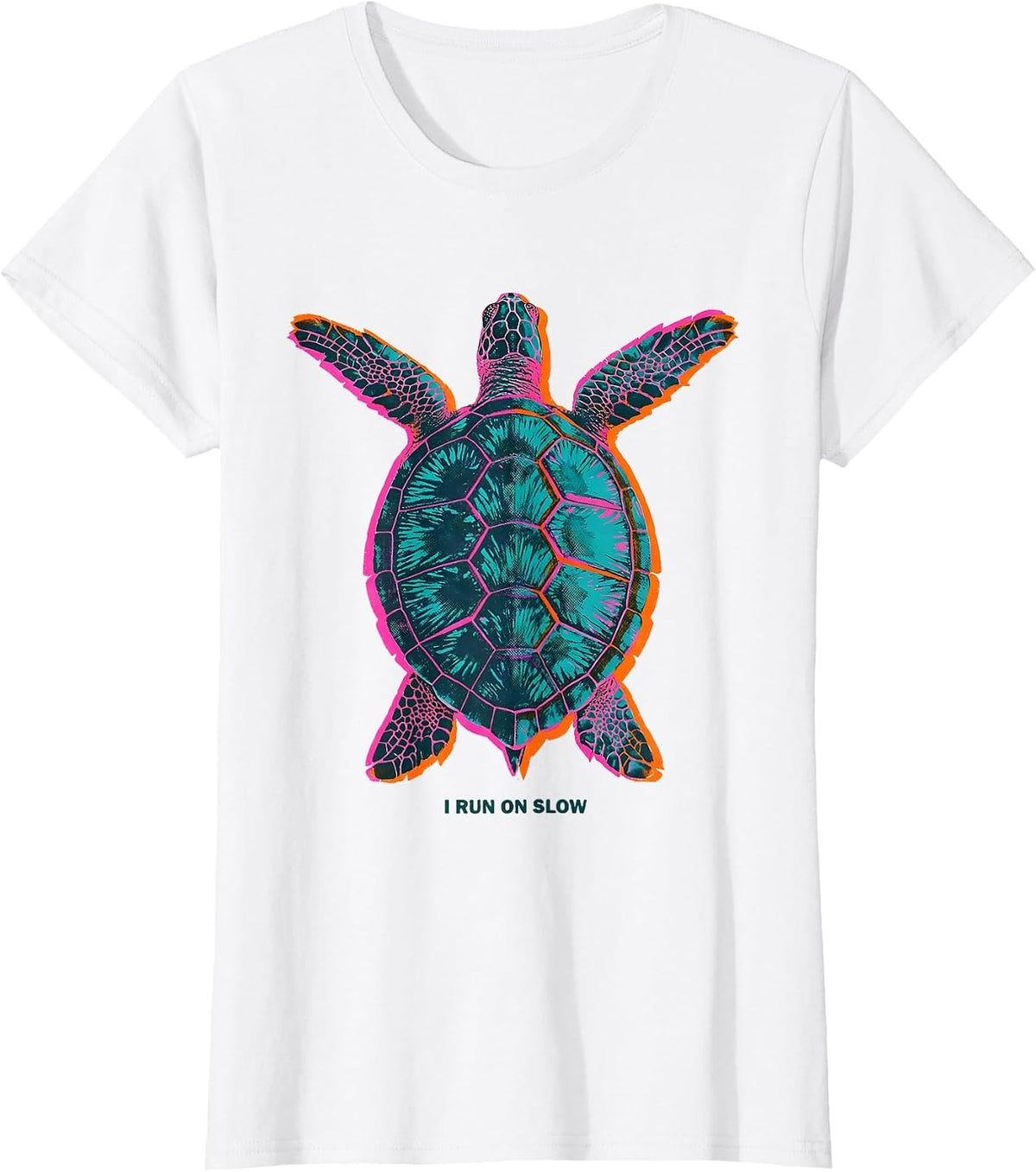 I Run On Slow Risograph Sea Turtle Novelty Humor Turtle T-Shirt - White