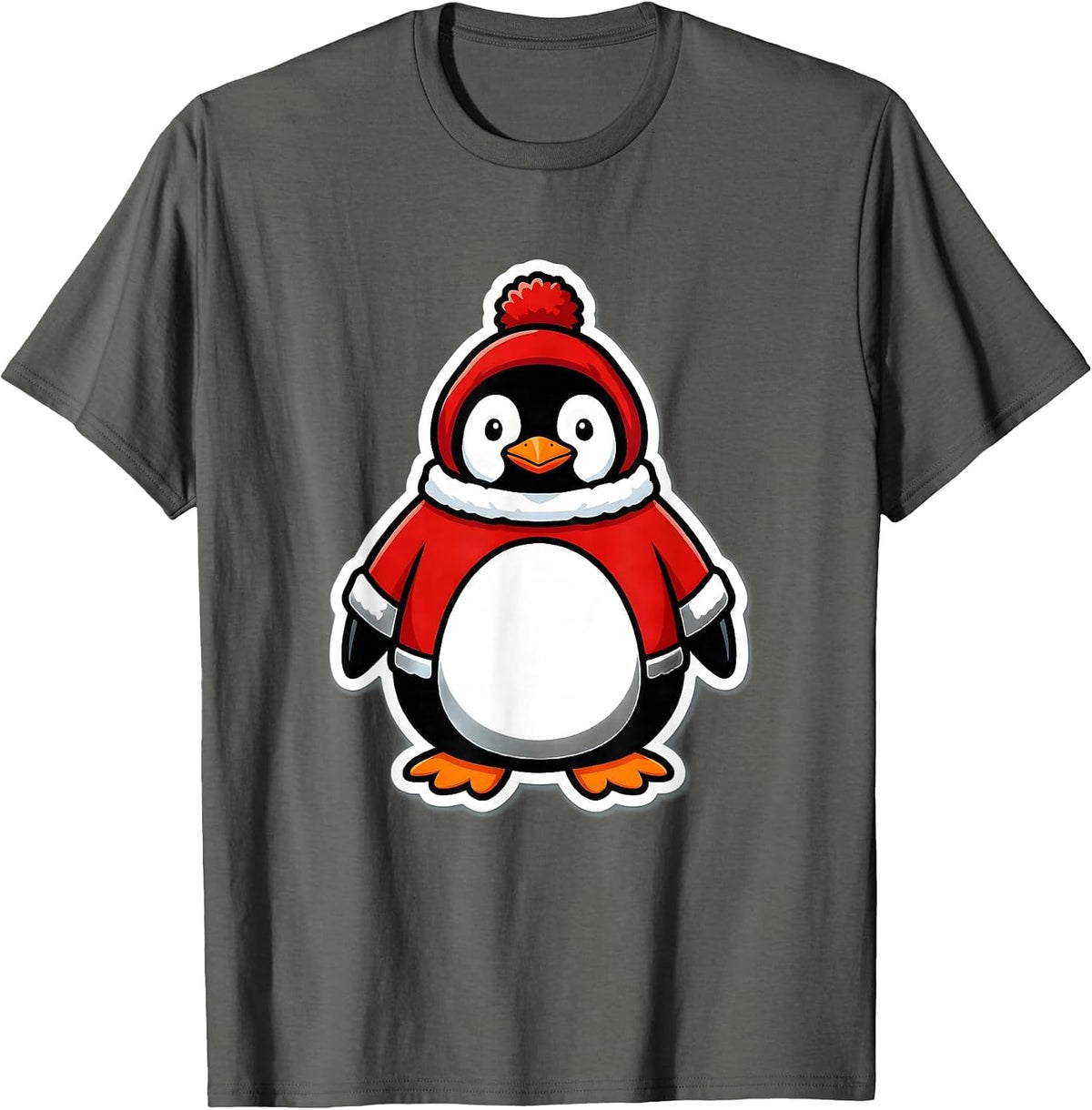 Rounded Penguin Christmas Sweater Funny Penguin Lover Gift T-Shirt - Asphalt Grey