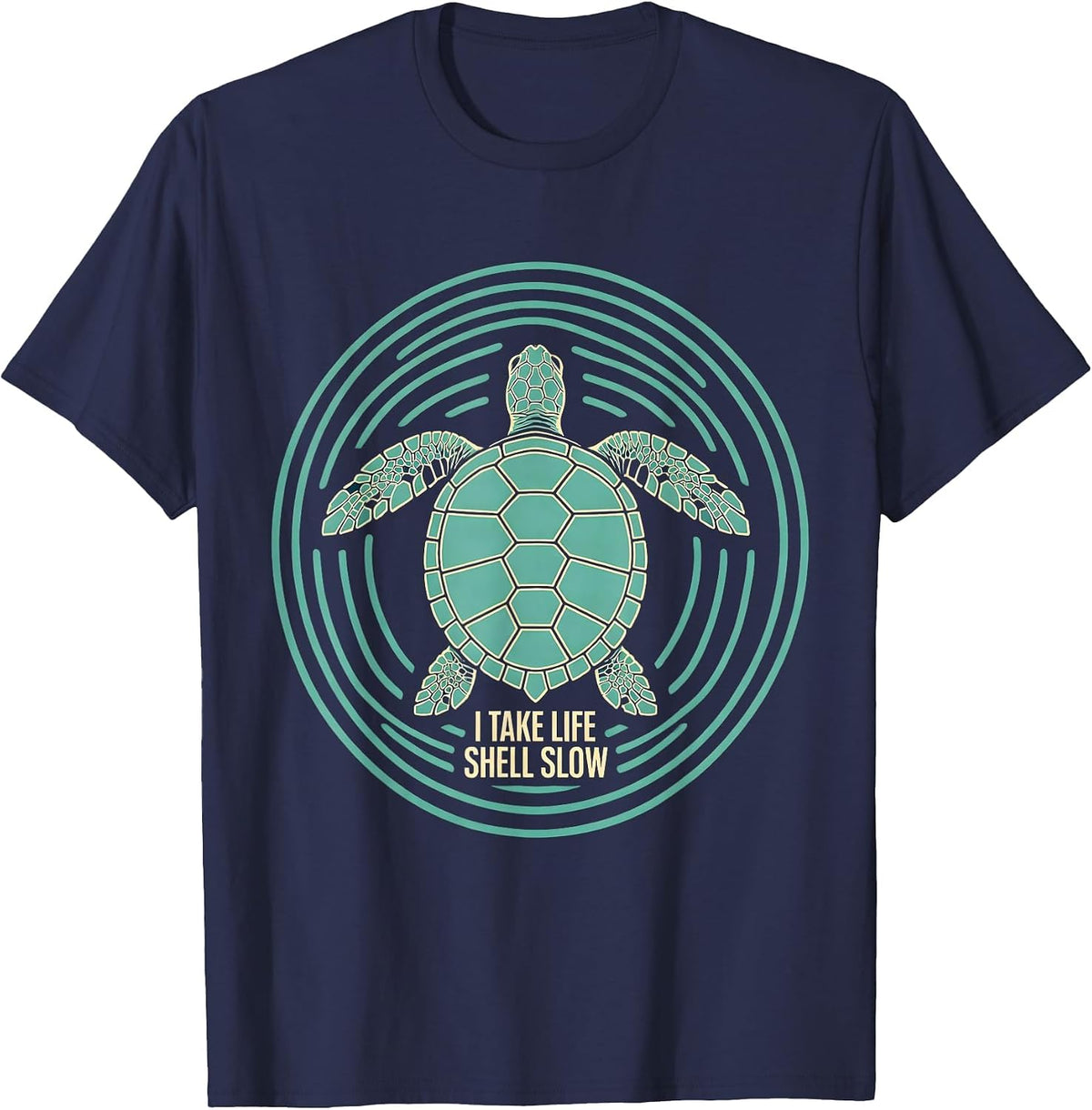 Men's I Take Life Shell Slow Funny Sea Turtle Ocean Animal Lover T-Shirt - Navy Blue