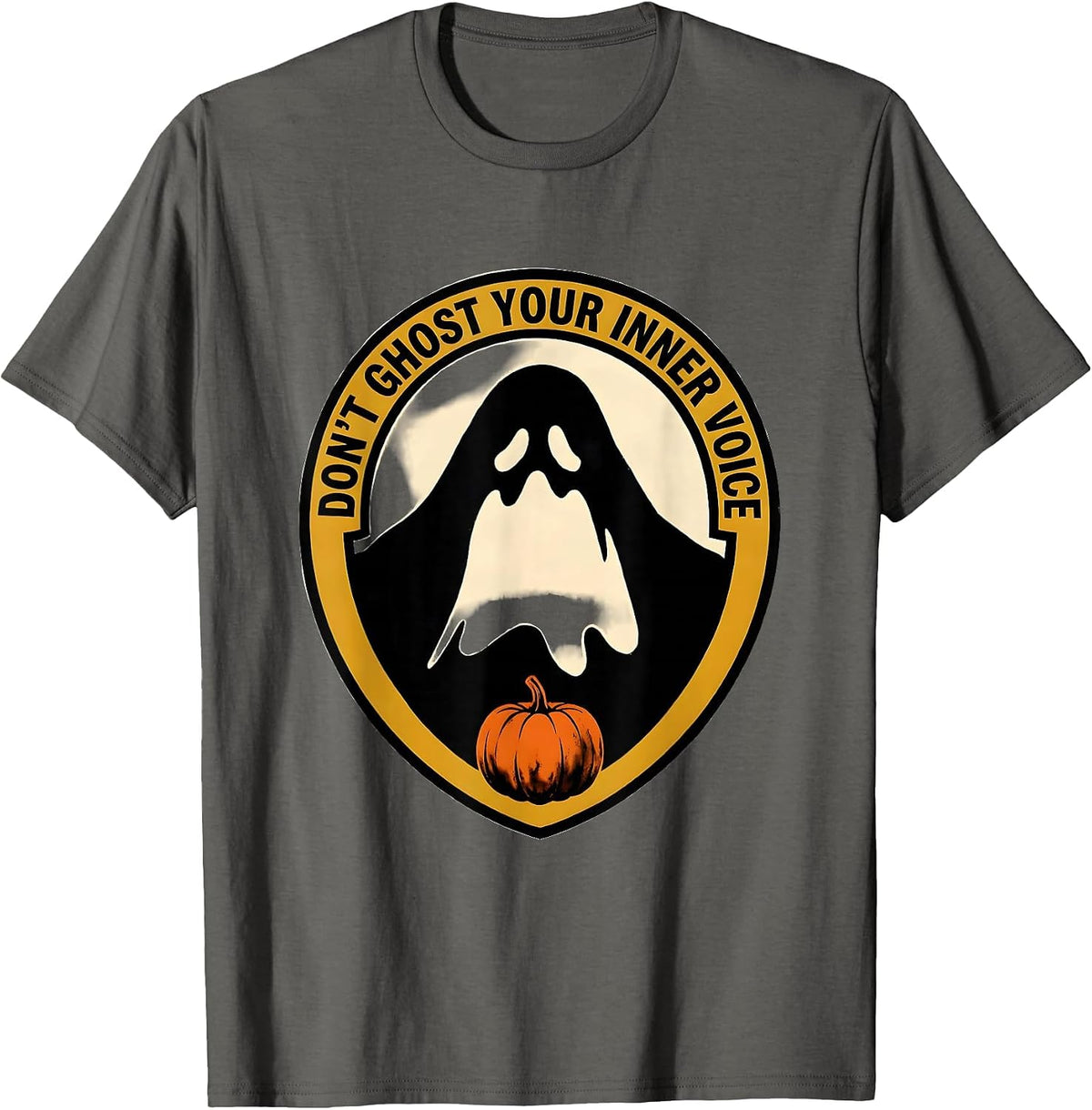 Men's Don't Ghost Your Inner Voice Lighthearted Mental Health T-Shirt - Asphalt Grey
