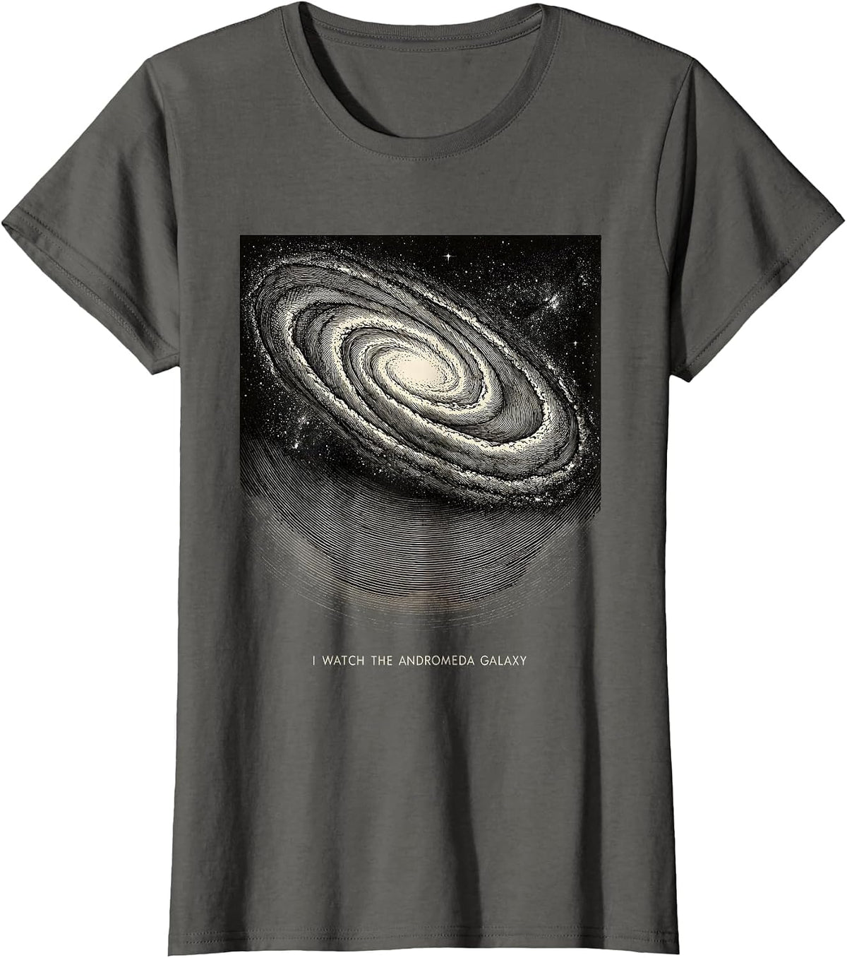 Women's I Watch The Andromeda Galaxy Whimsical Space Astronomy T-Shirt - Asphalt Grey