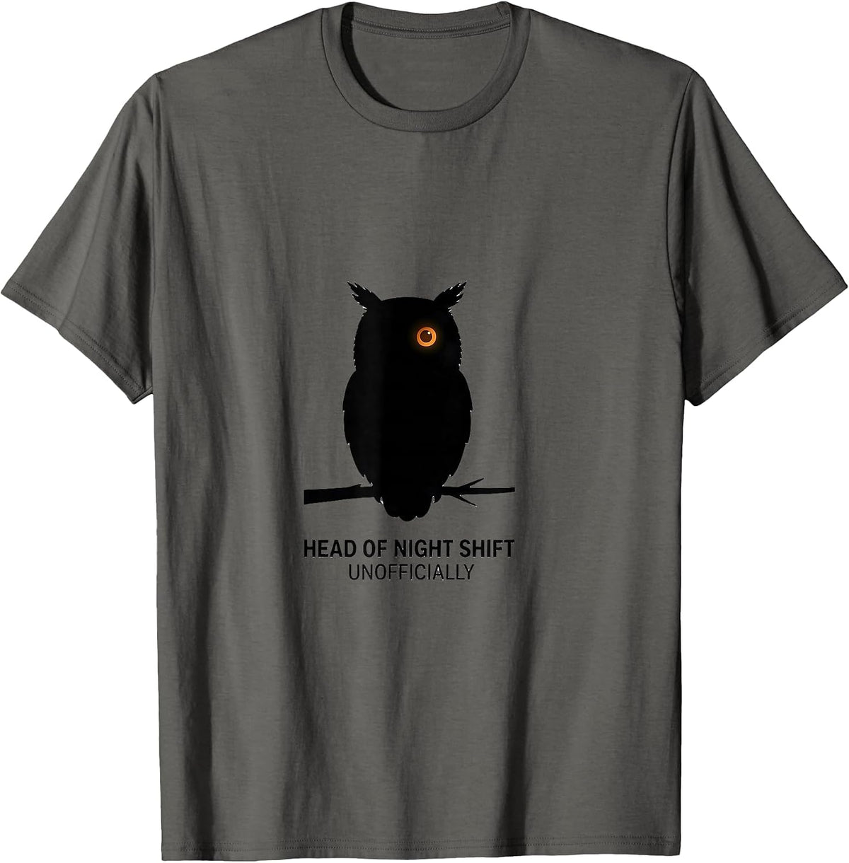 Head Of Night Shift, Unofficially Owl Lover Nature Vintage T-Shirt - Asphalt Grey