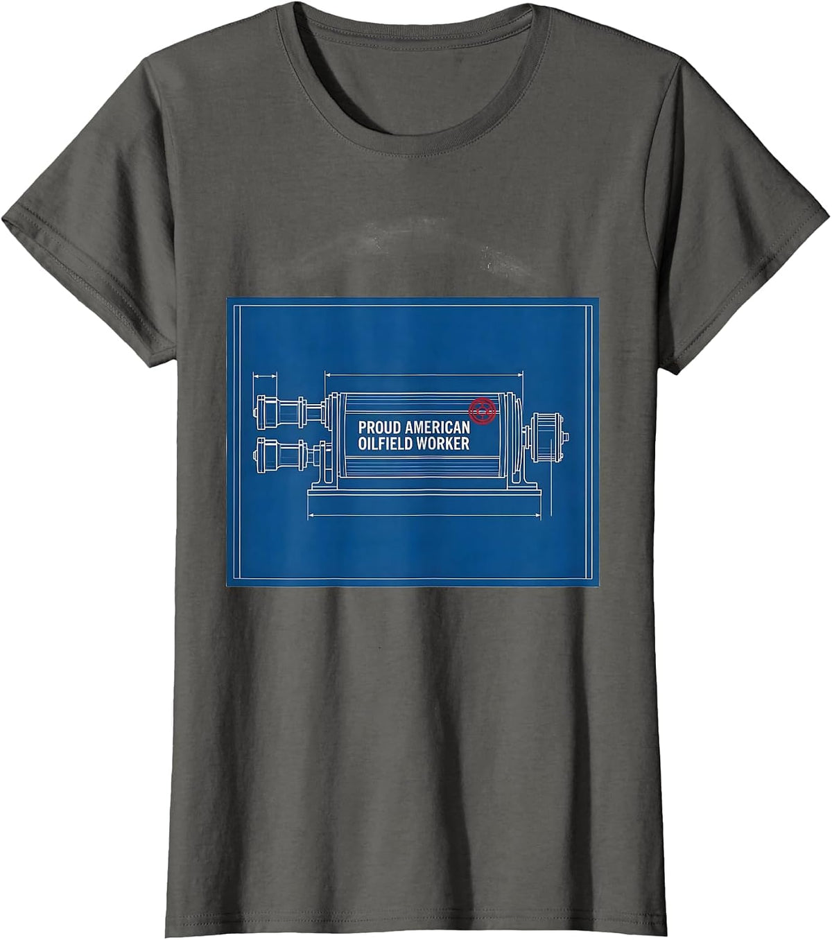 Women's Proud American Oilfield Worker Patriotic Blue Collar Oil Rig T-Shirt - Asphalt Grey