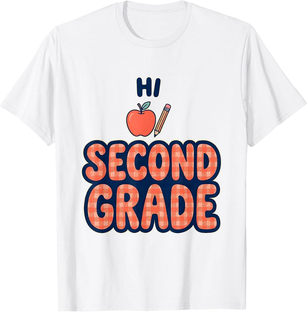 Men's Hi Second Grade Cheerful Back To School Kids First Day T-Shirt - White