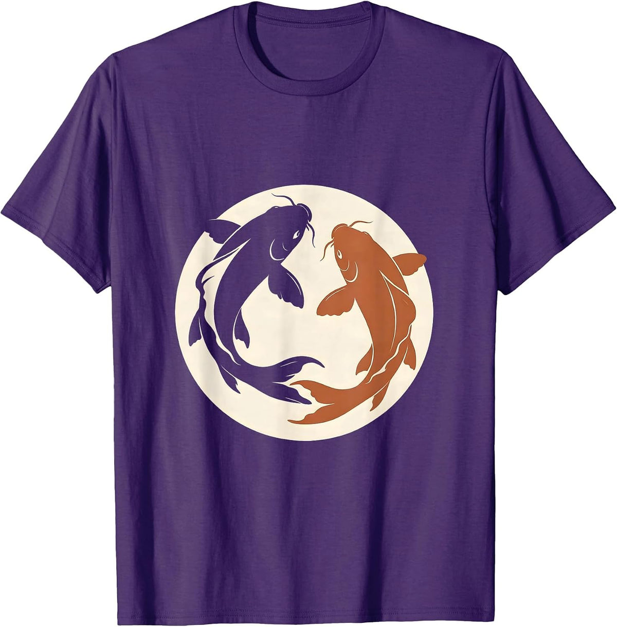 Men's Koi Fish Yin Yang Couples Graphic Design T-Shirt - Purple