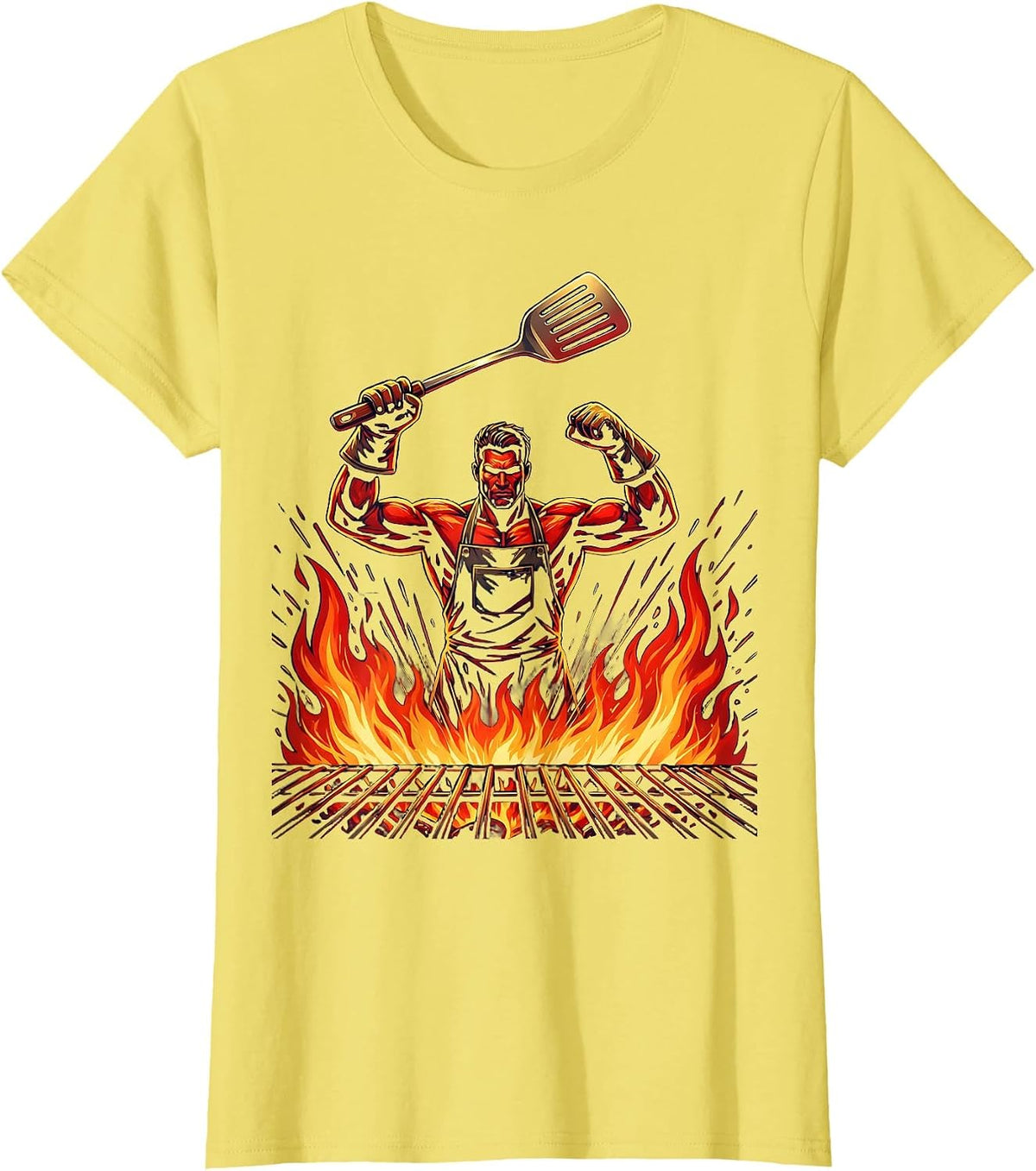 In-Law Life Labor Day BBQ Spatula Illustration T-Shirt - Lemon Yellow