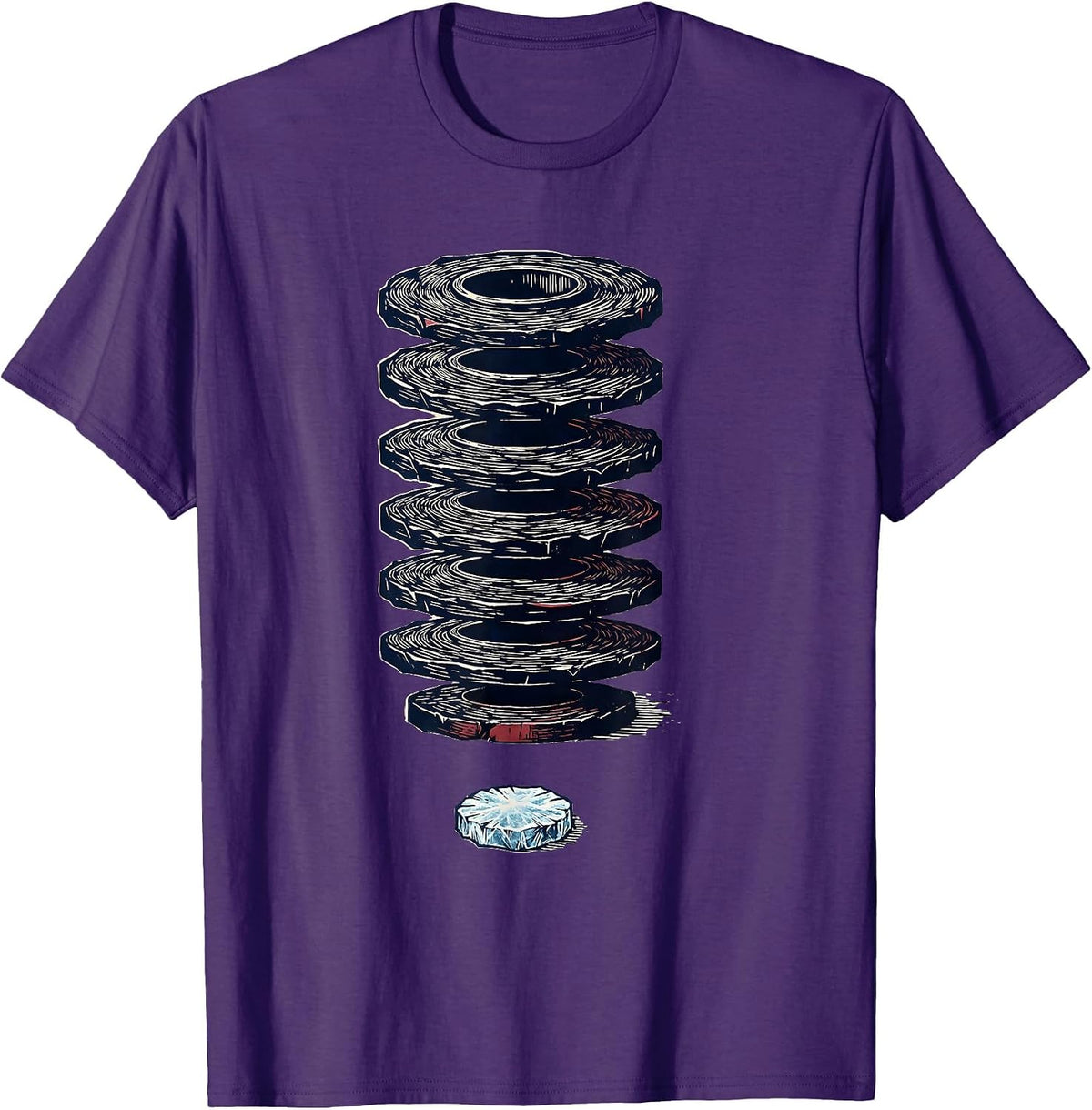 Pluto Classification Gate Linocut Astronomy Humor T-Shirt - Purple