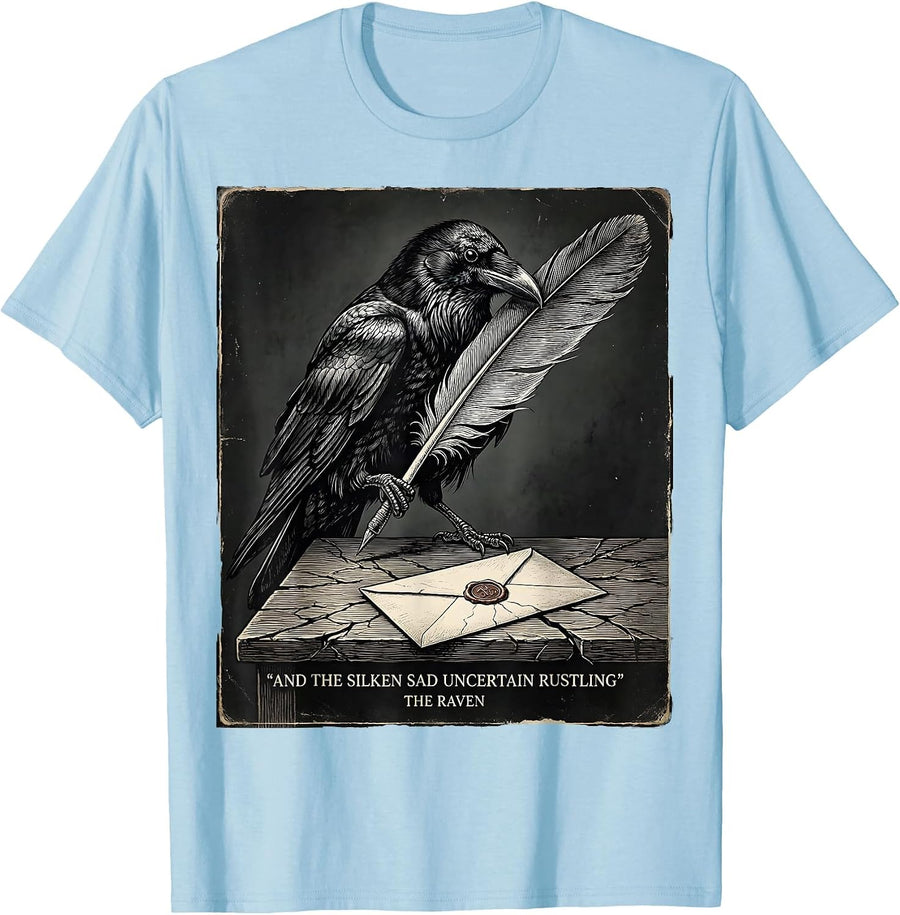 Men's And the silken sad uncertain rustling — The Raven Vintage T-Shirt - Baby Blue