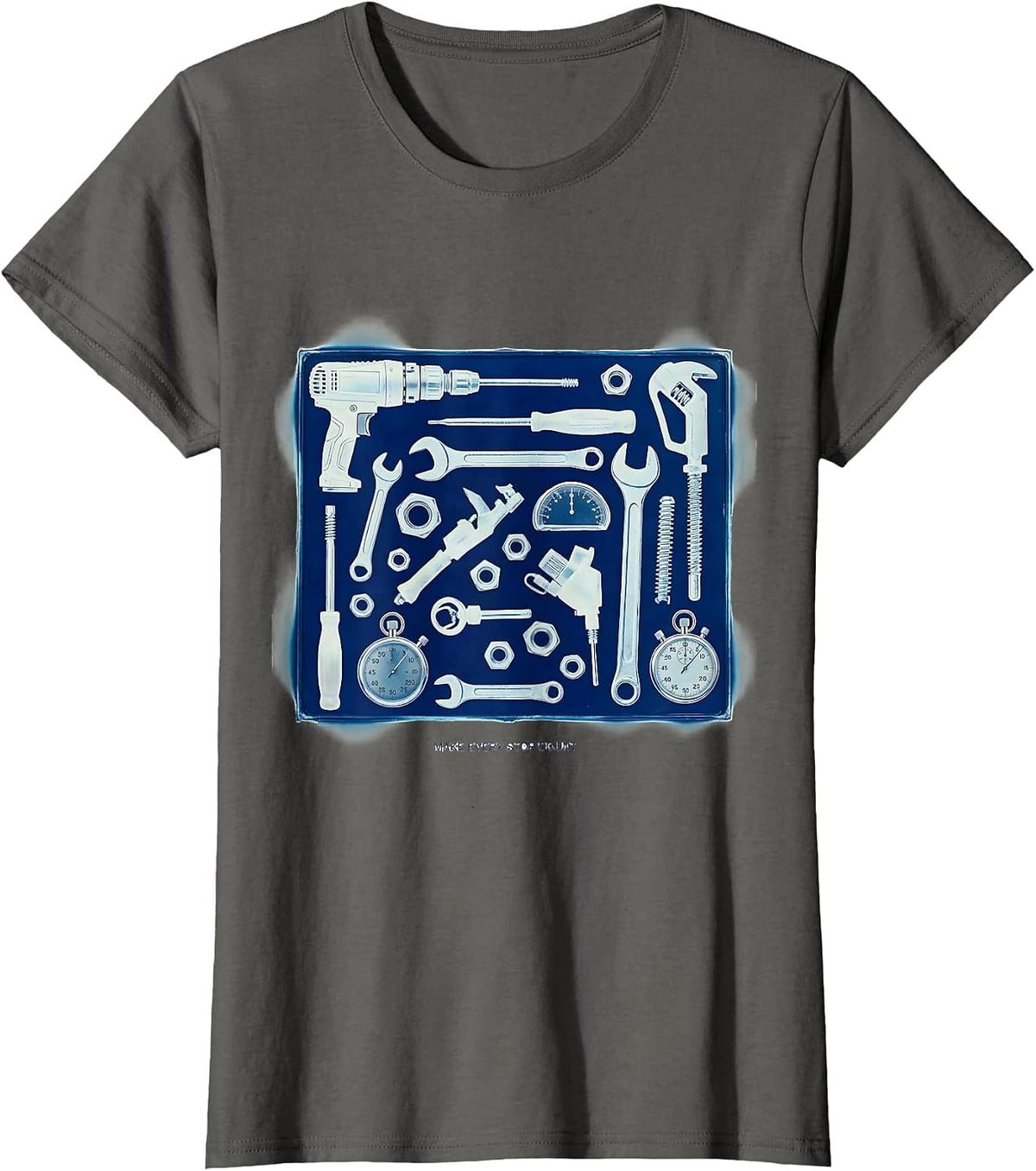 Women's Make Every Stop Count Pit Crew Racing Design T-Shirt - Asphalt Grey