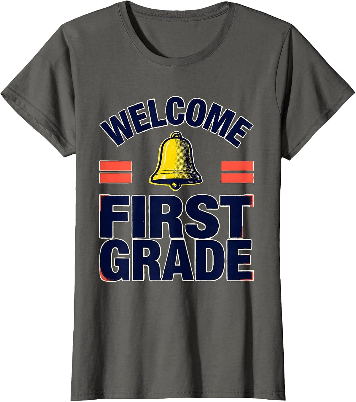 Women's Welcome, First Grade Screenprint Poster Back To School T-Shirt - Asphalt Grey