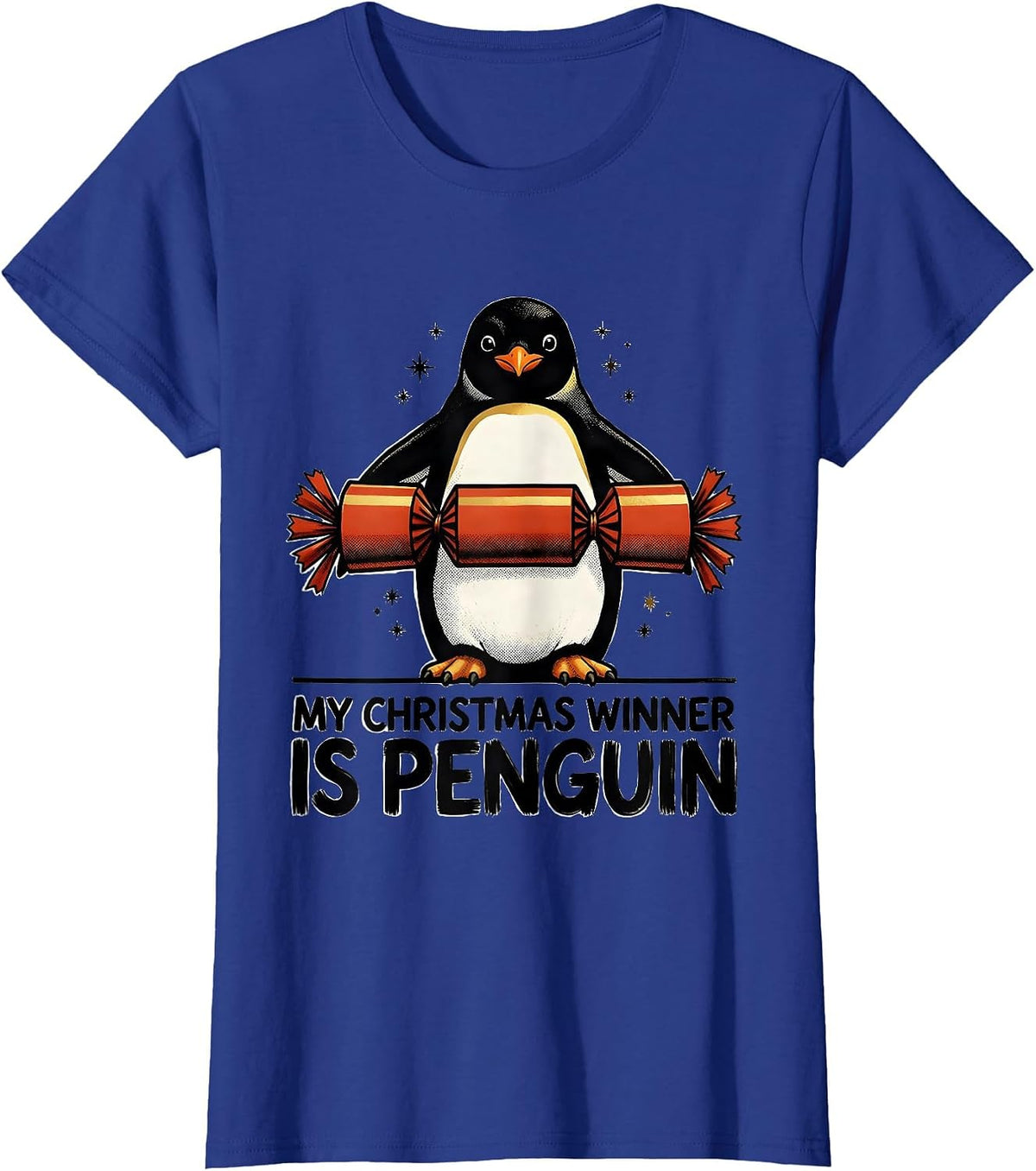 Women's My Christmas Winner Is Penguin Funny Penguin Lover Christmas T-Shirt - Royal Blue