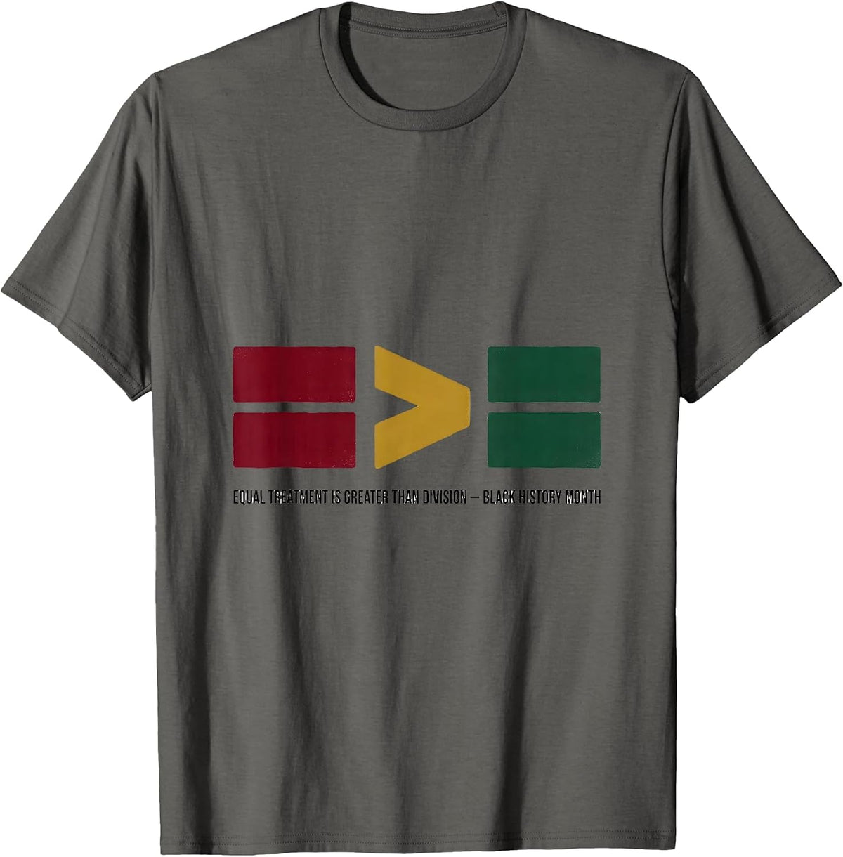 Men's Equal Treatment Greater Than Division Equality Black History T-Shirt - Asphalt Grey