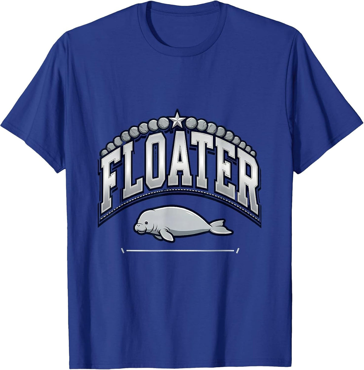 Men's Floater Sparkle Varsity Manatee Sea Cow Humor Gift T-Shirt - Royal Blue