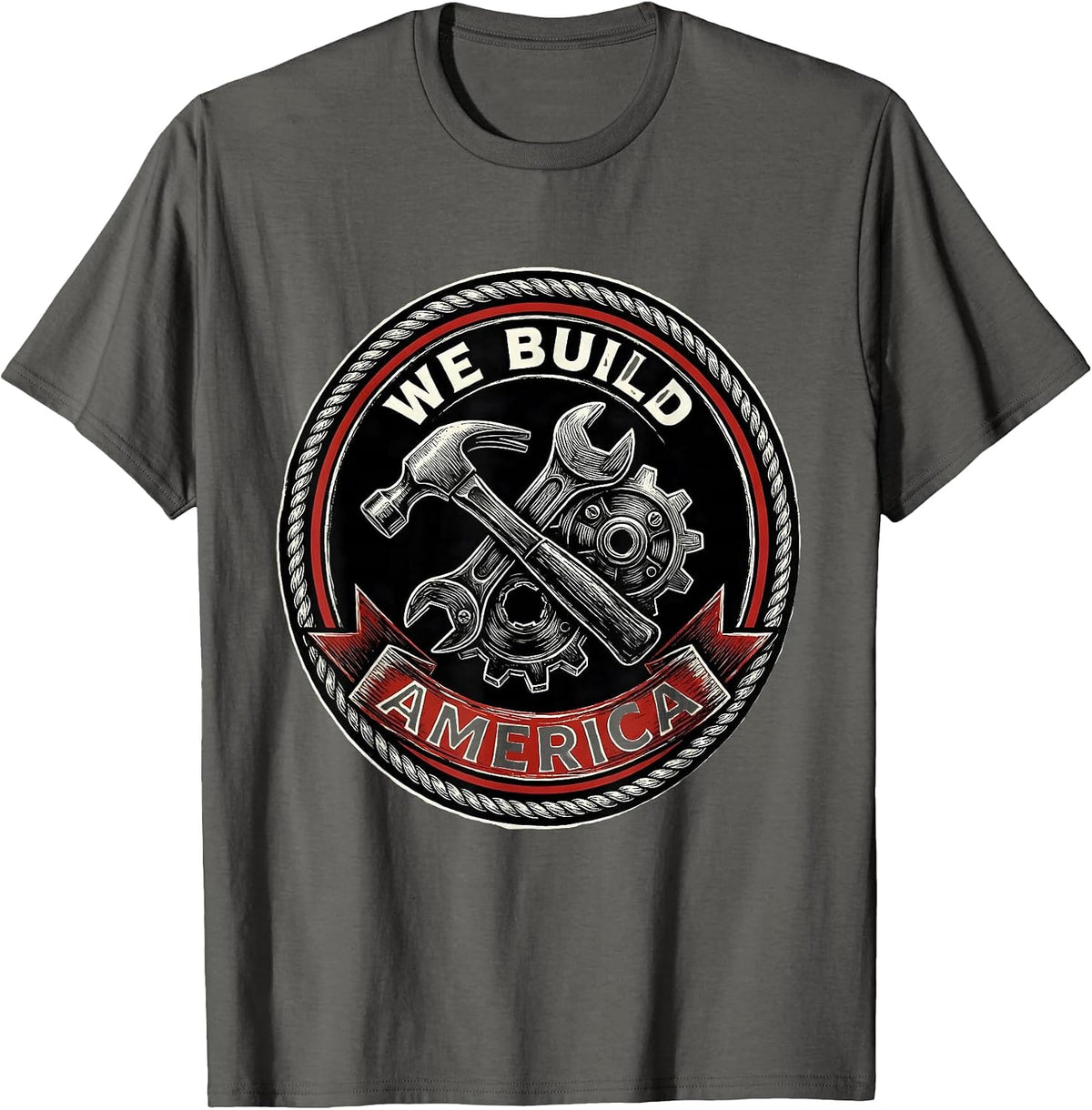 We Build America Labor Day Tool Collection Design T-Shirt - Asphalt Grey