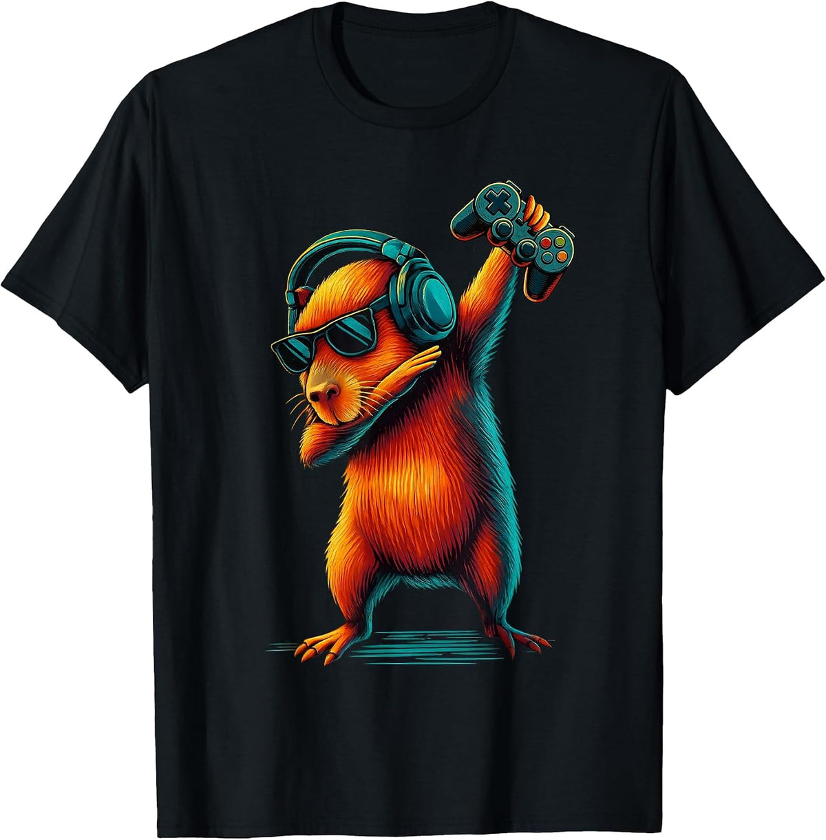 Capybara Funny Video Games Capybara T-Shirt - Black