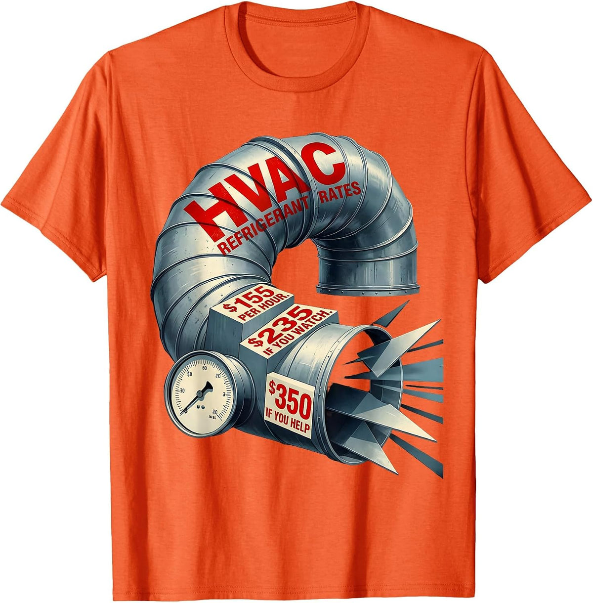 Men's HVAC Refrigerant Rates Funny HVAC Technician Trade Humor T-Shirt - Orange