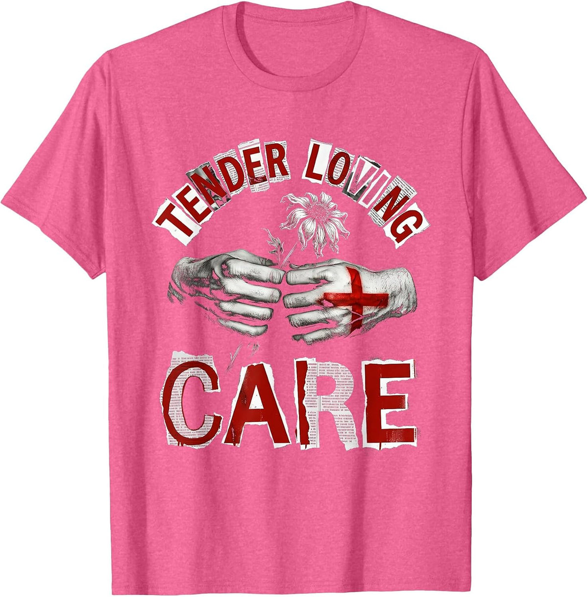 Tender Loving Care Hospice Nurse Design T-Shirt - Pink Heather