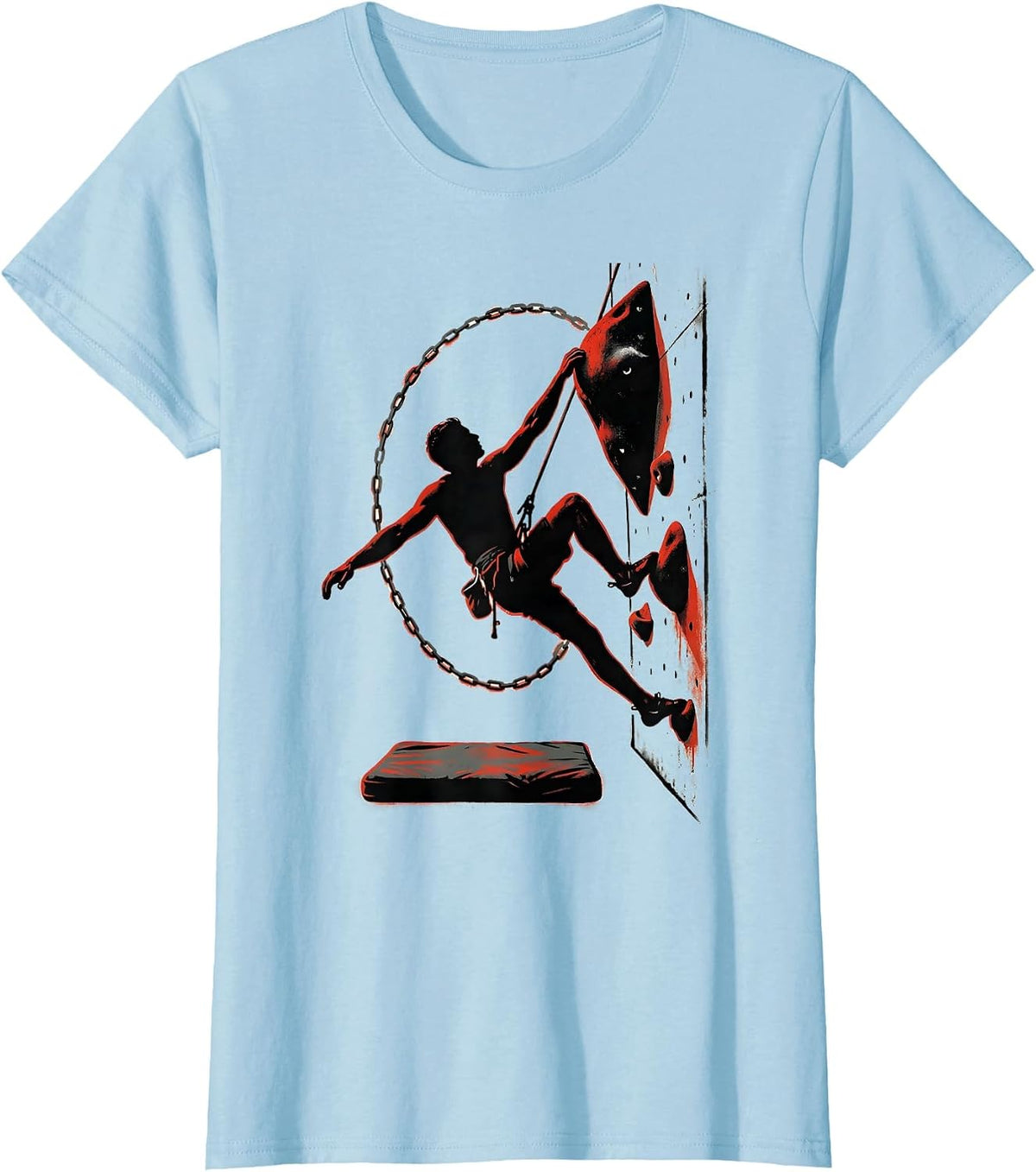 Women's Climbing Silhouette Bouldering Enthusiast Humor T-Shirt - Baby Blue