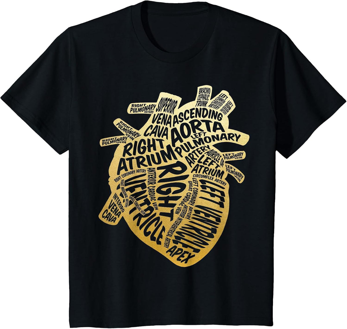 Cardiac Stethoscope Anatomical Heart Cardiac Nurse T-Shirt - Black