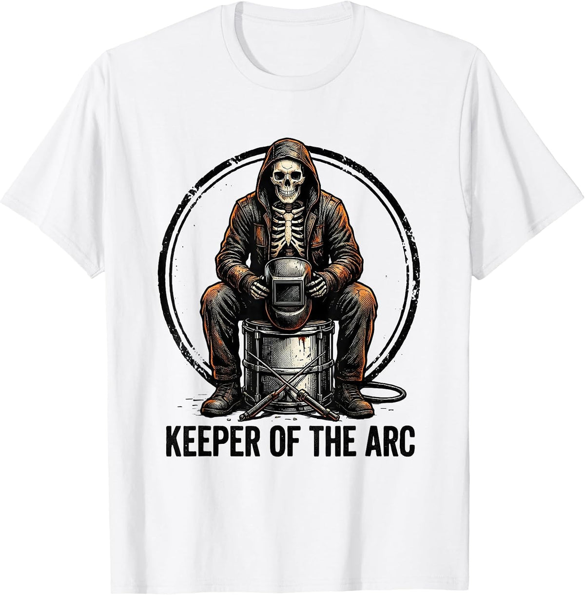Men's Keeper Of The Arc Funny Welder Skeleton Humor Metal Worker T-Shirt - White