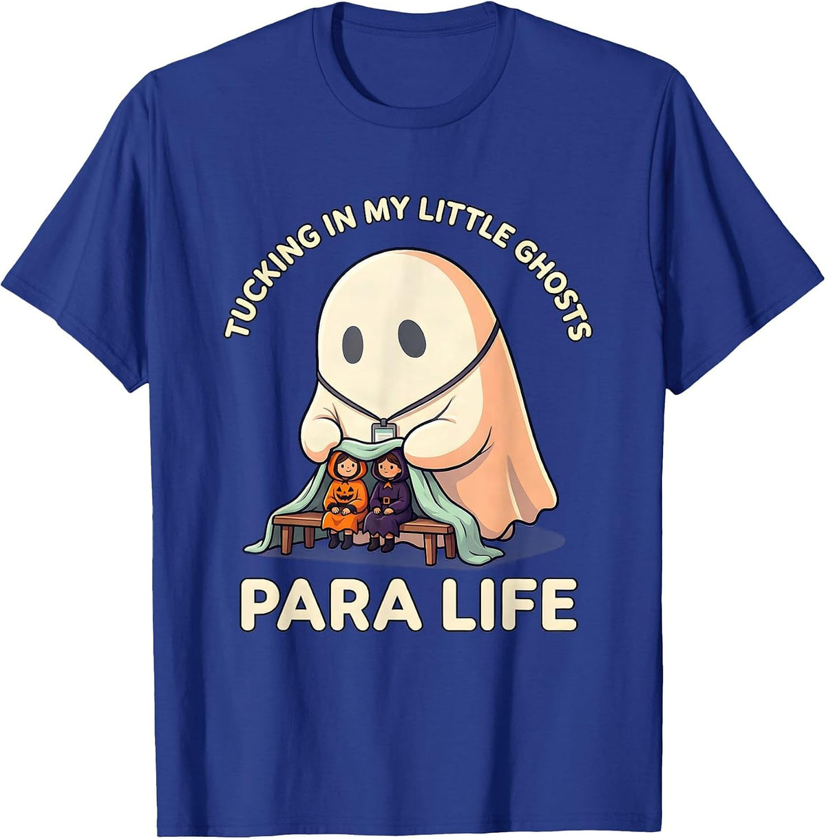 Tucking In My Little Ghosts Para Life Cute Kawaii T-Shirt - Royal Blue