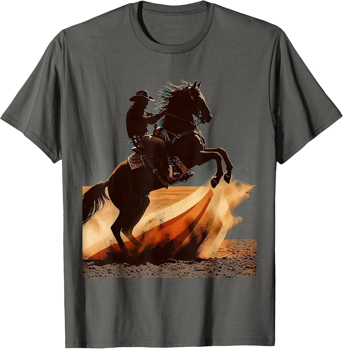 Men's Rodeo Horse and Rider Arena Dust Cloud Graphic T-Shirt - Asphalt Grey