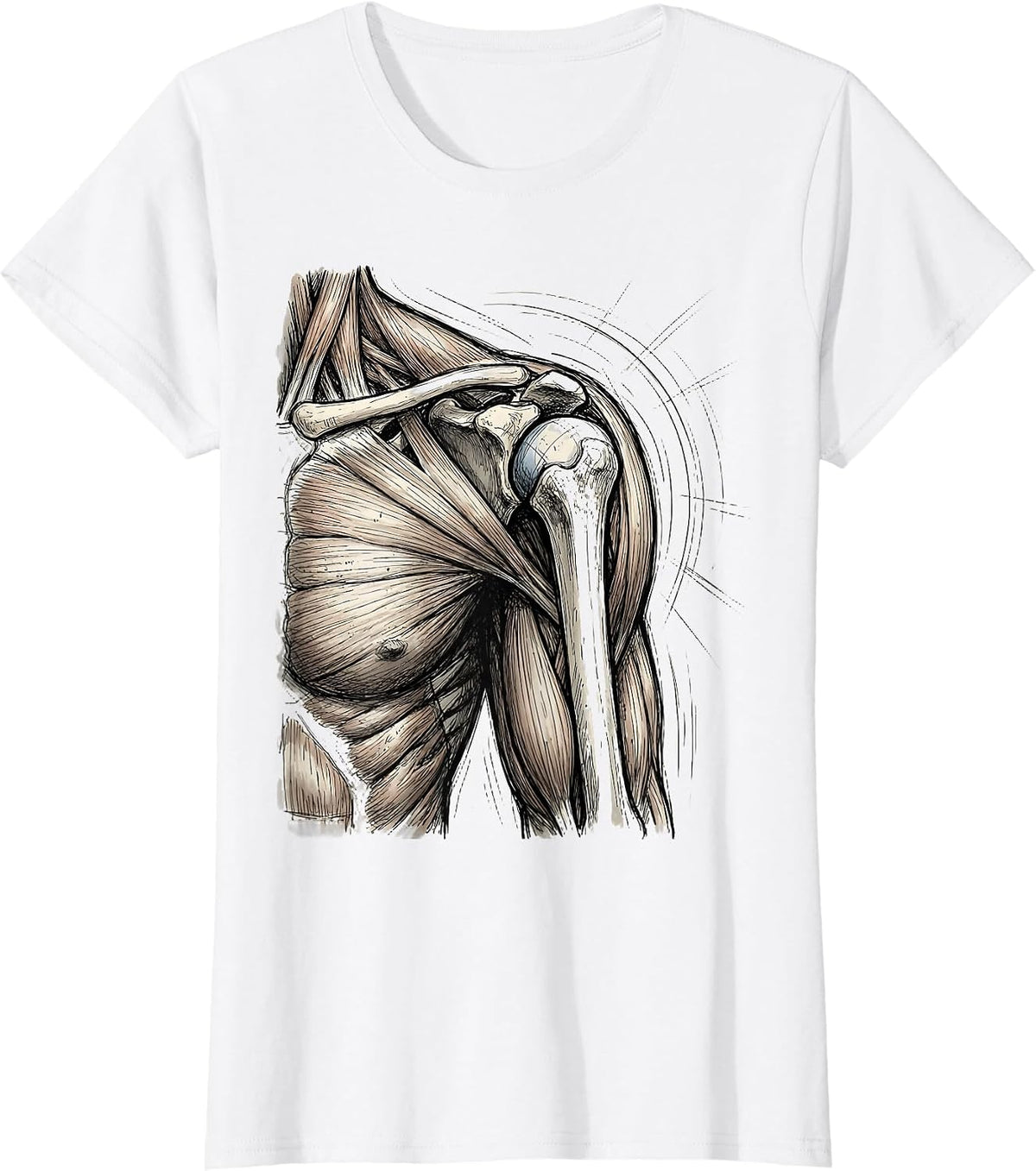 Anatomical Shoulder Motion Lines Physical Therapy T-Shirt - White
