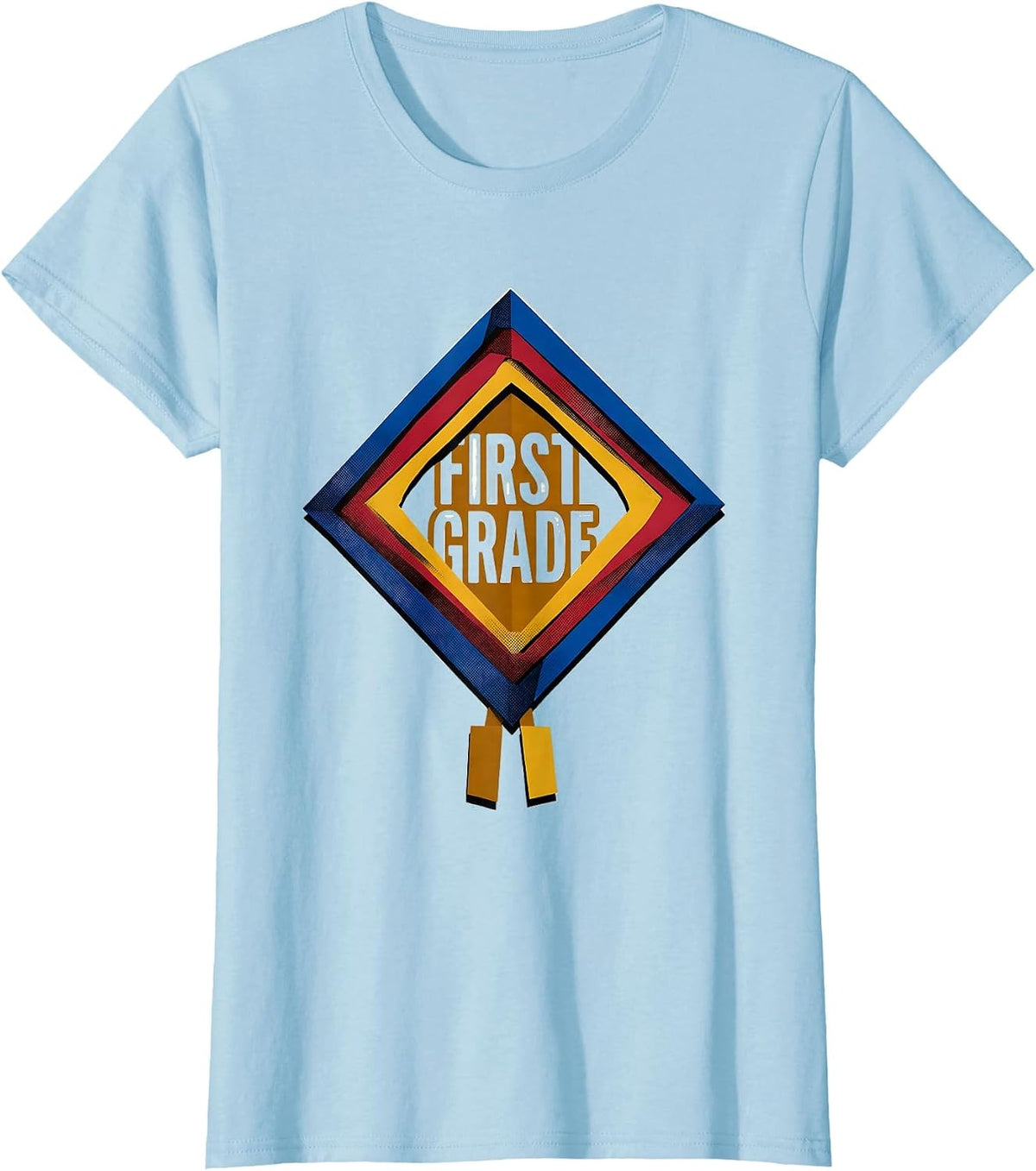 First Grade Geometric Pennant Back To School Girl T-Shirt - Baby Blue