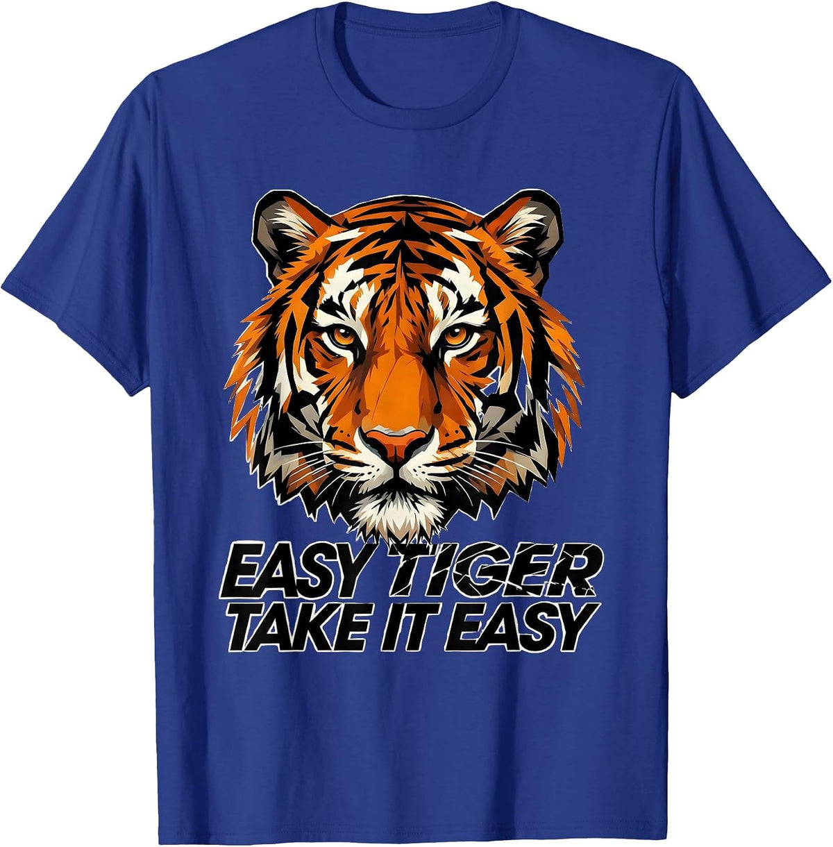 Men's Easy Tiger Take It Easy Laid-Back Design T-Shirt - Royal Blue