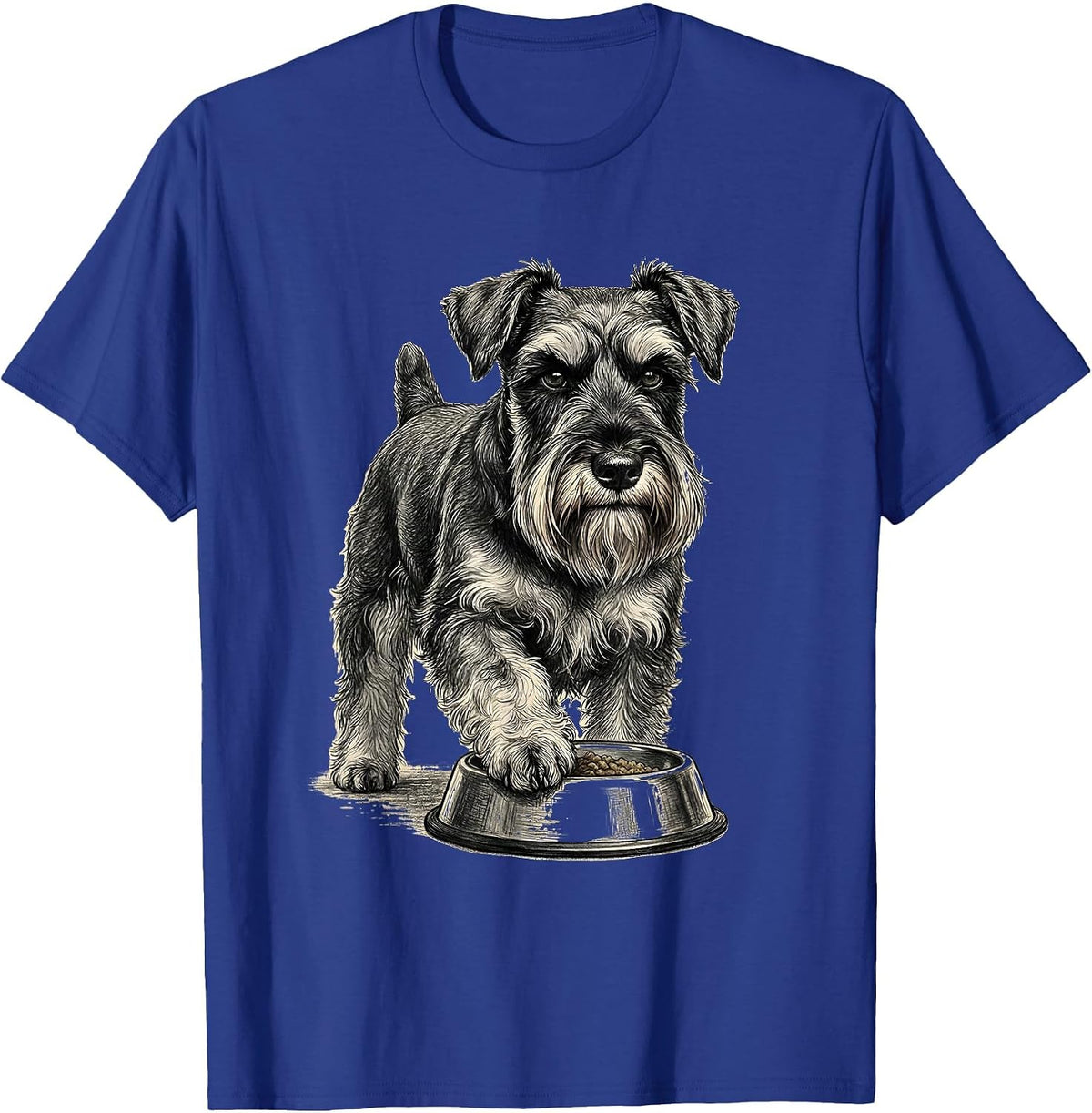 Miniature Schnauzer Guarded Food Bowl Humor T-Shirt - Royal Blue