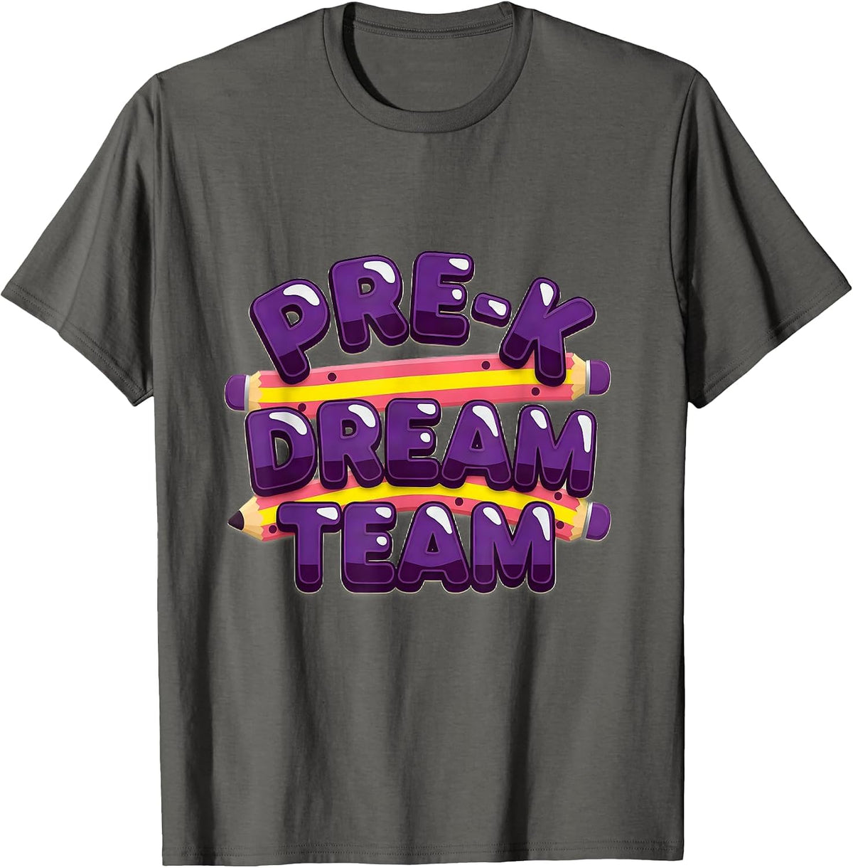 Men's Pre-K Dream Team Cheerful Preschool Teacher Back To School T-Shirt - Asphalt Grey