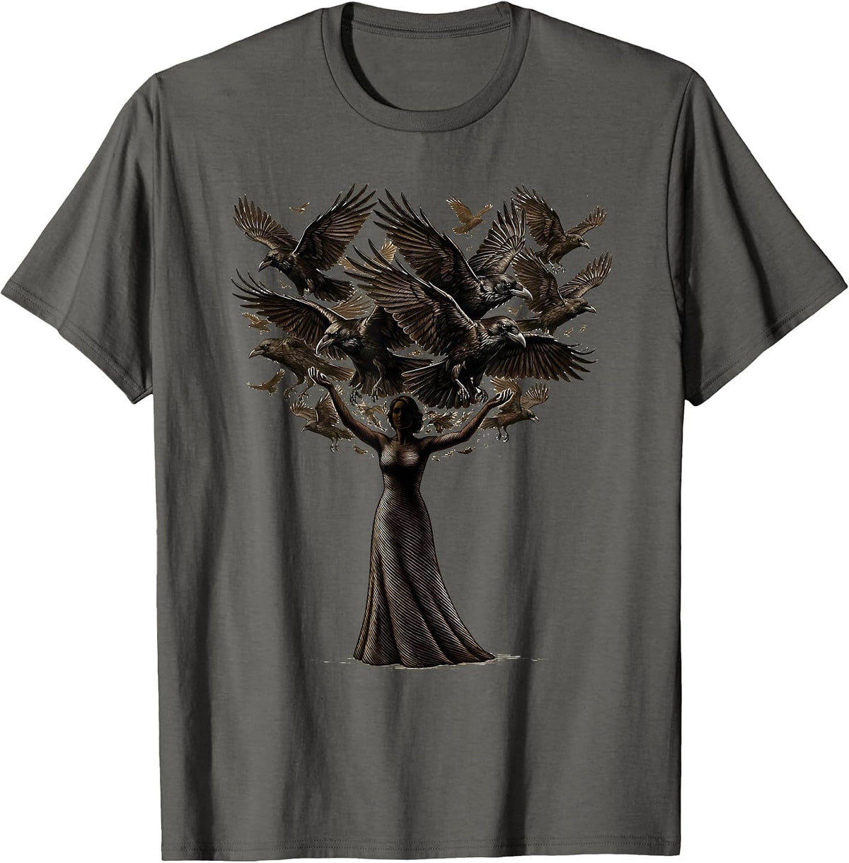 1692 They Missed One Raven Silhouette Design T-Shirt - Asphalt Grey