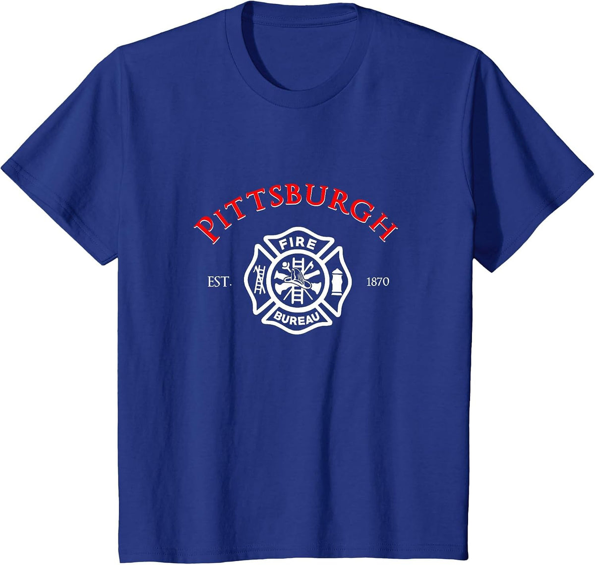 Pittsburgh Fire Bureau Pennsylvania Fireman Rescue Red Line T-Shirt - Royal Blue