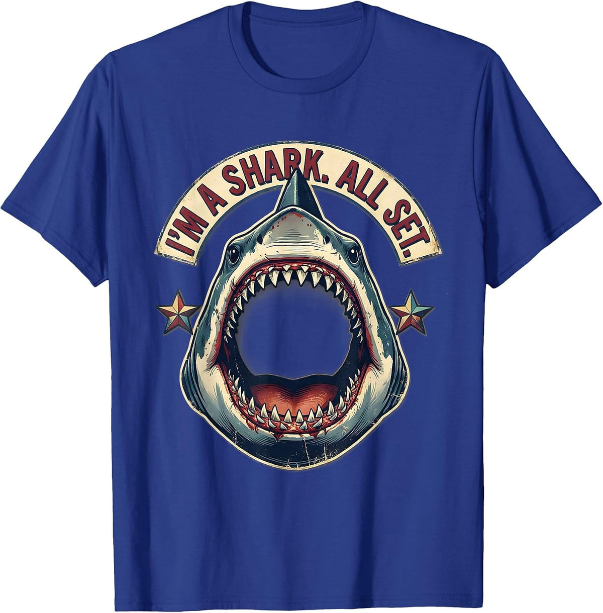 I'm A Shark All Set Vintage Carnival Shark Jaw Halloween T-Shirt - Royal Blue