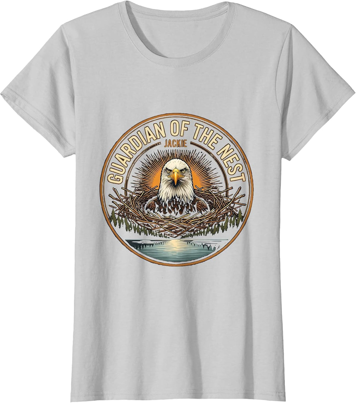 Women's Guardian of the Nest Jackie Bald Eagle Memorial Tribute T-Shirt - Silver Grey