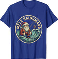 Mele Kalikimaka Vintage Hawaiian Christmas Surfing Santa T-Shirt - Royal Blue